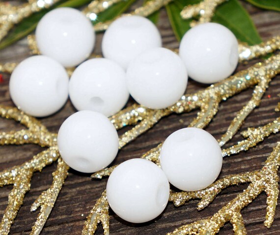 White Opaque 12mm Round Plastic Beads (60pcs)