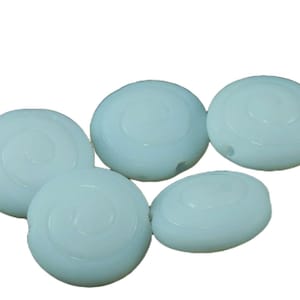 Matte White Flat Round Coin Spiral Czech Glass Nautilus Ammonite Fossil Seashell Beads 13mm 12pcs