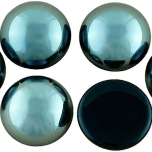 2pcs Metallic Hematite Silver Round Domed Flatback Czech Glass Cabochon 18mm