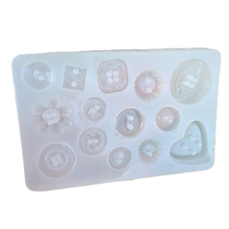 2 Holes 3d Silicone Chocolate Soap Cake Wax Jelly Candle Mold Uv Resin Clay Gypsum Mould 14 Buttons With Holes