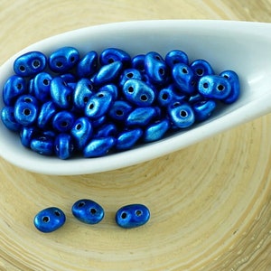 20g New Finish Metalust Superduo Czech Glass Seed Beads Two Hole Super Duo 2.5mm x 5mm Crown Blue