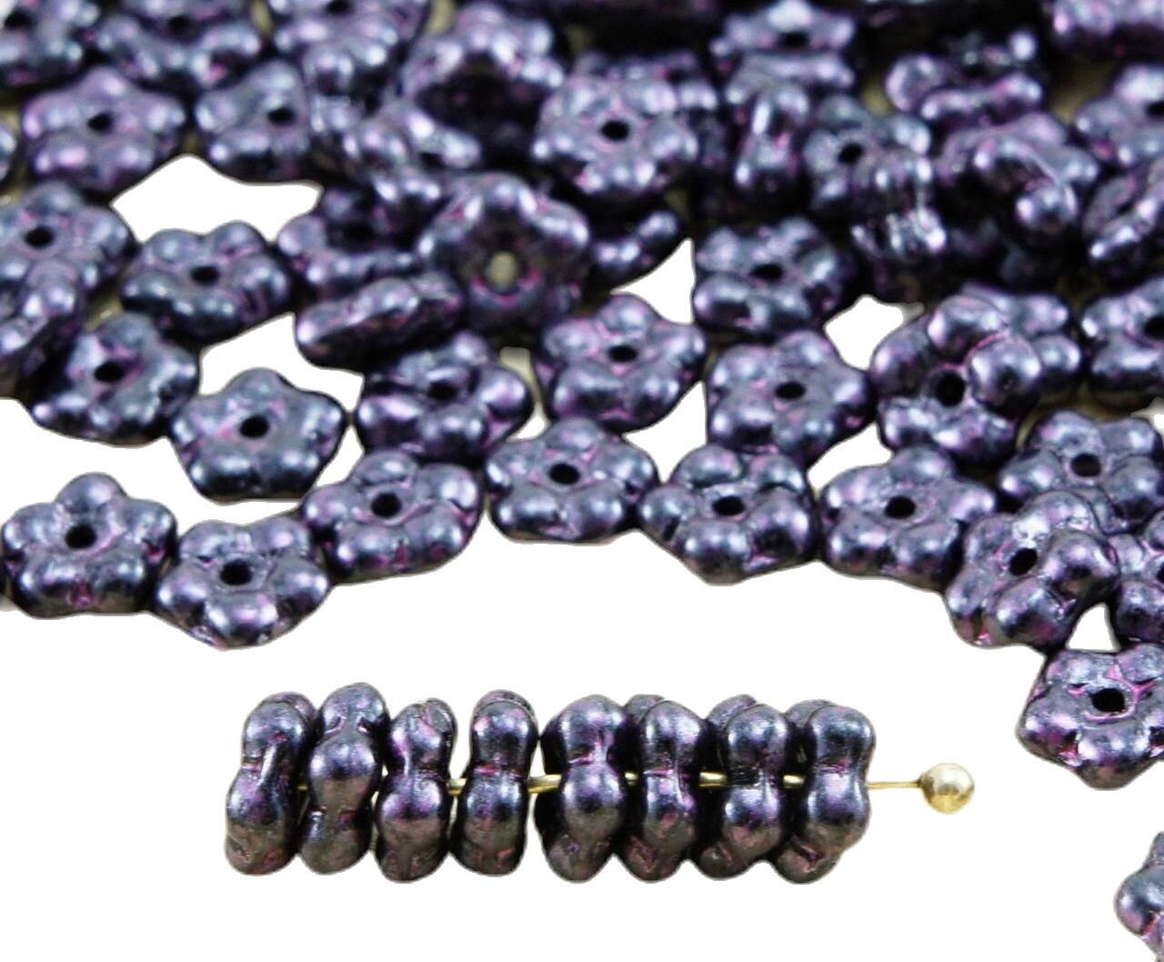 80pcs Opaque Jet Black Metallic Patina Marble Luster Small