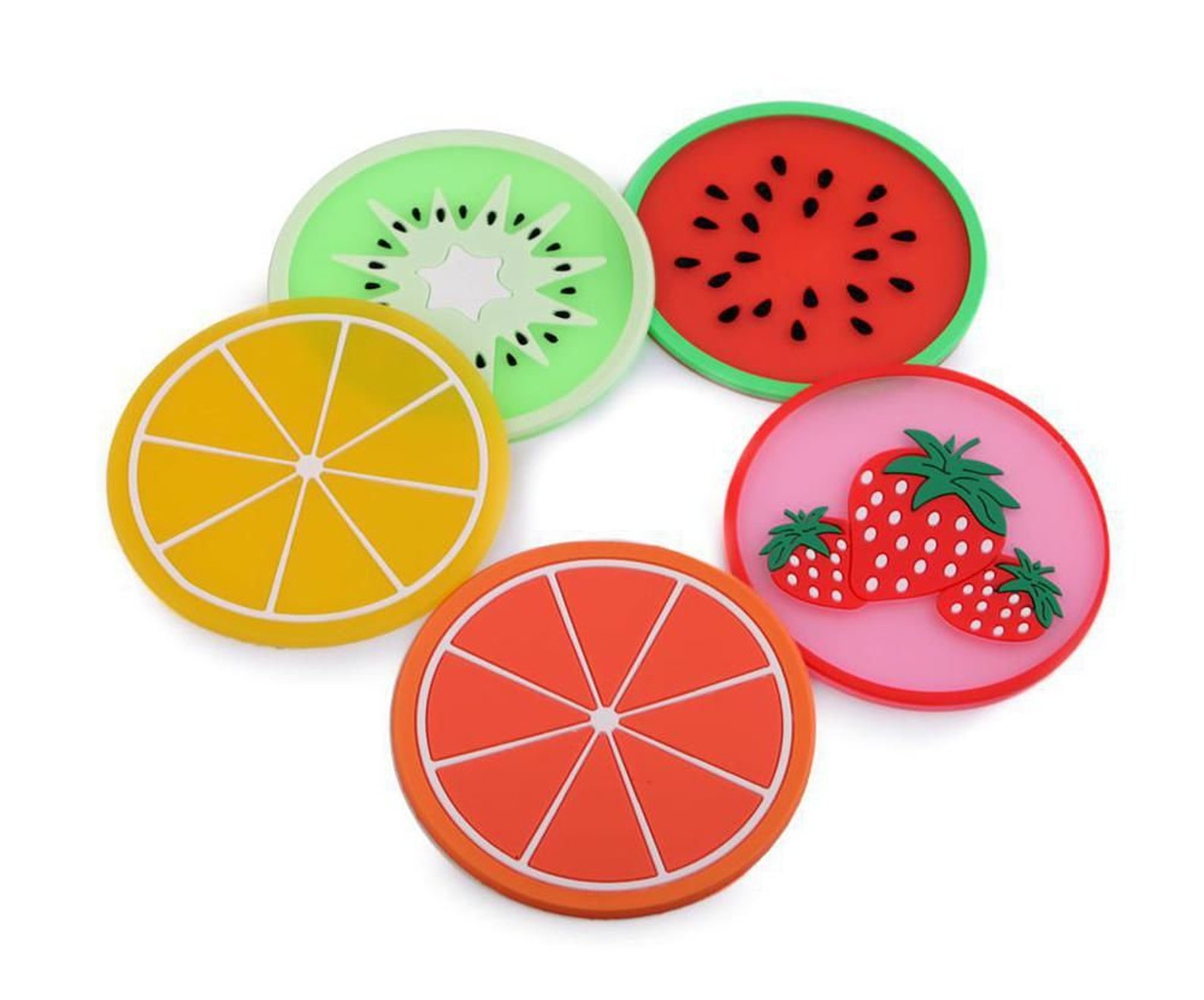 2pc Round Silicone Placemat Fruit 9 Cm Placemats And Coasters Etsy