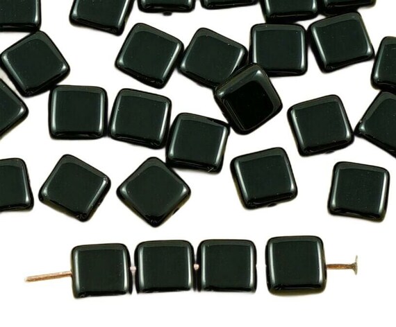 Square Flat Tile One Hole Czech Beads