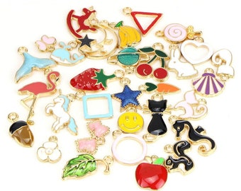 Kraftika, 30pcs Enamel Gold Color Funny Mix Charms Pendants, Wholesale Bulk Lots, Jewellery Necklace Bracelet Making