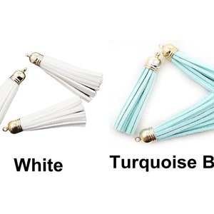 6pcs Faux Suede Leather Velvet Tassels Earring Necklace Pendant Charm With Gold Cap 55mm