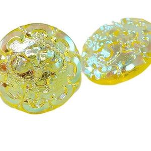 1pc Crystal Yellow Ab Flower Handmade Czech Glass Button Size 10, 22.5mm