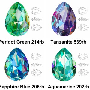 4 pz Izabaro Cristallo Arcobaleno Pera Teardrop Fancy Pietra Cristalli di Vetro 4320 Izabaro Chaton sfaccettato strass 14mm x