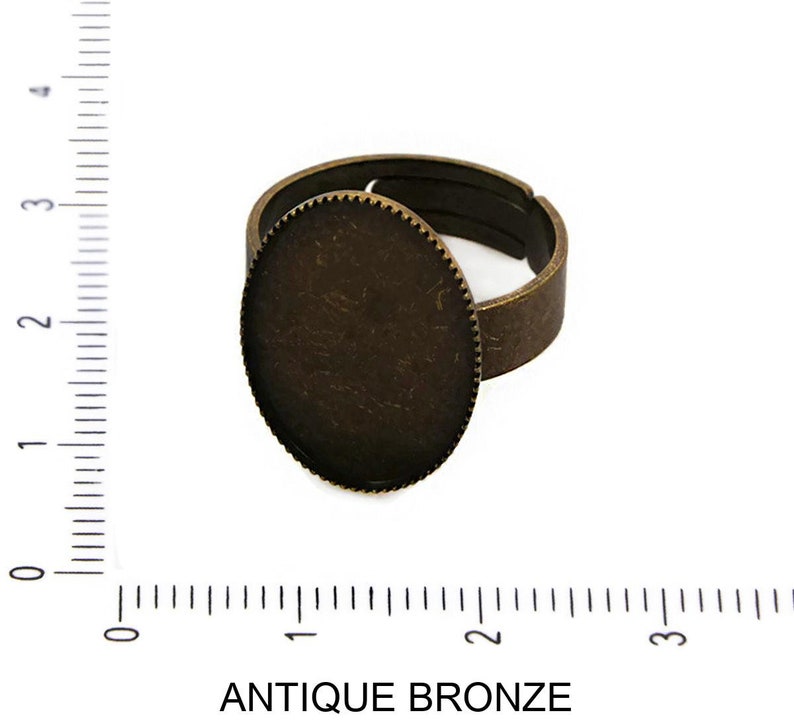 2pcs Antique Bezel Adjustable Ring Base Blank Oval Cabochon Cameo Tray Setting Metal Findings 18mm x 13mm