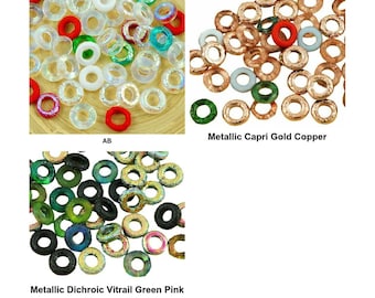 40pcs Mix Helft Geëtst Rustieke tsjechische Glas Platte Ring Kralen O-Vormige Groot Gat Donut Kralen 9mm