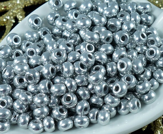 10g matubo 6//0 Semilla Cuentas checas de mejor calidad Cristal Plata Forrado