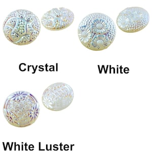 1pc White Ab Three Flowers Round Large Handmade Czech Glass Button Size 12 27mm