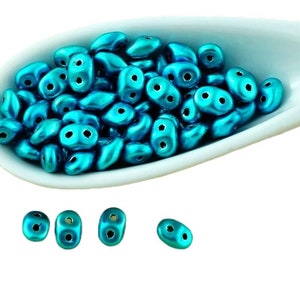 20g New Finish Metalust Superduo Czech Glass Seed Beads Two Hole Super Duo 2.5mm x 5mm Turquoise