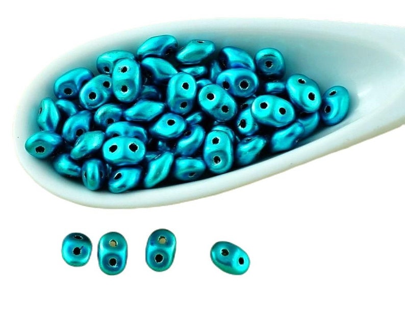 20g New Finish Metalust Superduo Czech Glass Seed Beads Two Hole Super Duo 2.5mm x 5mm Turquoise