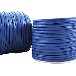 6.4 m 21ft 7yrd Blu PU Pelle Morbida Flat Cavo di Bracciale Collana di Fare Artigianale di Approvvigionamento 2mm x 1mm
