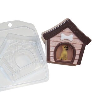 1pc Doghouse House Kennel Bone Dog Animal Plastic Soap Making Mold Mould 92x84x24mm