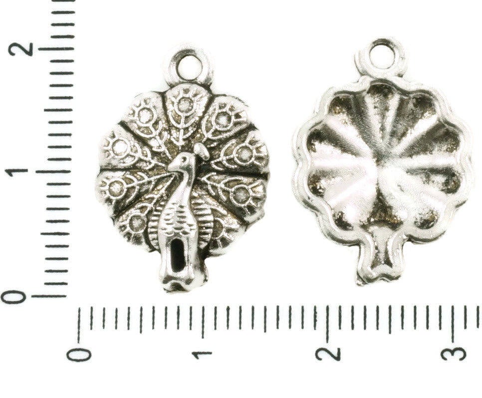 6pcs de Antigüedades de Plata Tono de Gran pavo real de Aves