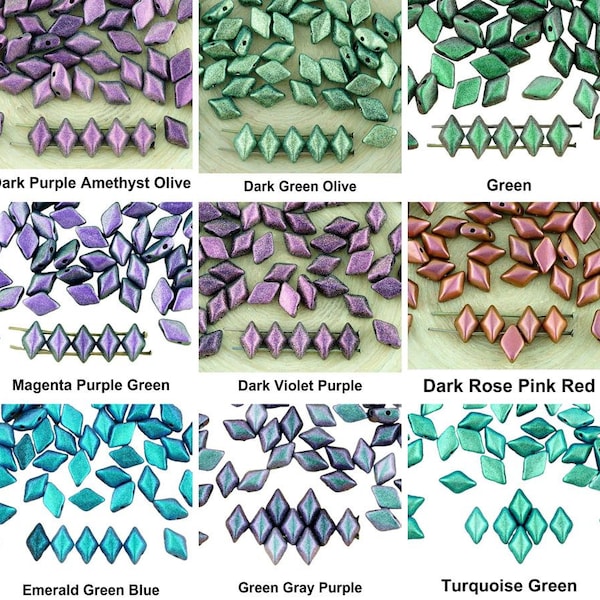 60pcs Polychrome Chameleon Matte Matubo Gemduo Rhombus Diamond Two 2 Hole Czech Glass Beads Gem Duo 8mm x 5mm