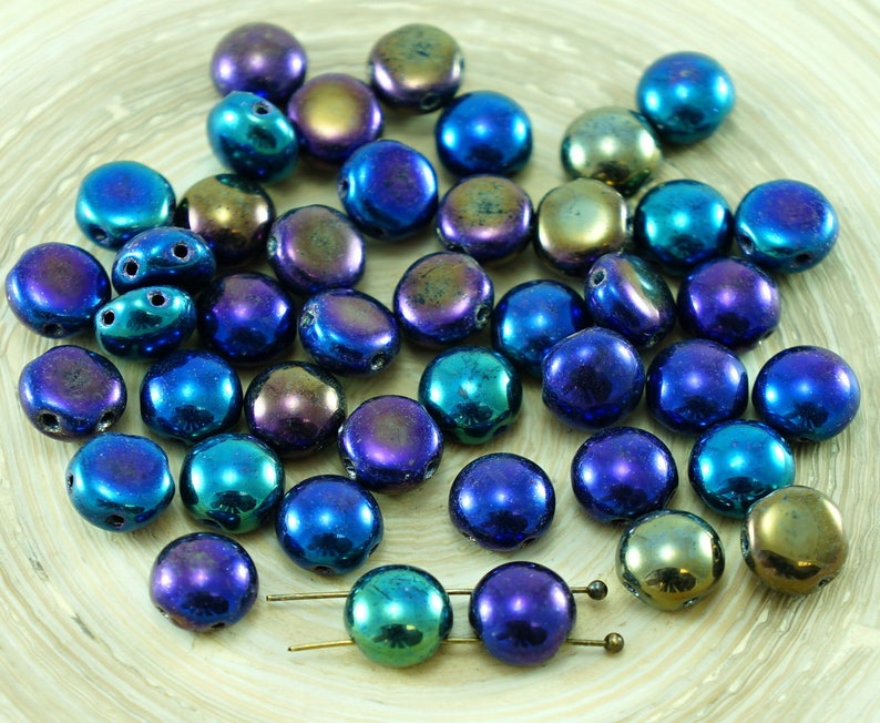 New Shape 30pcs Candy Round Domed 2 Two Hole Weaving Czech Glass Beads 8mm image 7