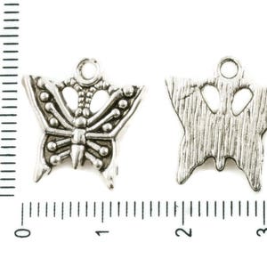8pcs Antique Silver Tone Butterfly Charms Czech Metal Findings 16mm x 17mm