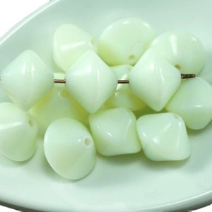 Large Ivory White Czech Glass Bicone Pyramid Beads 12mm x 9mm 10pcs