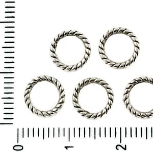 80pcs Antique Silver Tone Large Hole Linking Connector Closed Jump Ring Spacer Round Donut Rope Striped Snake Skin 8mm