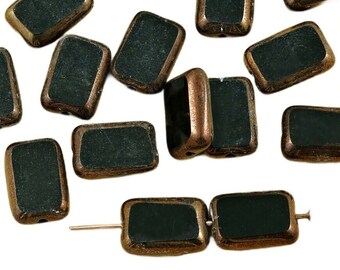 8pcs Metallic Light Bronze Luster Table Cut Flat Rectangle Czech Glass Beads 8mm x 12mm