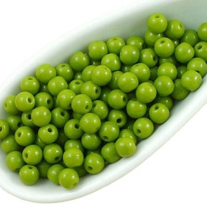 100pcs Opaque Olivine Olive Green Round Druk Spacer Seed Czech Glass Beads 3mm