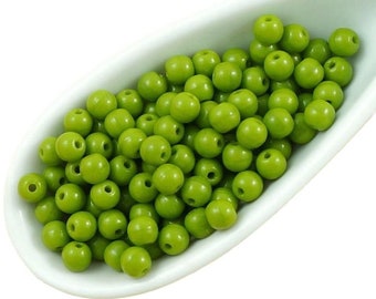 100pcs Opaque Olivine Olive Green Round Druk Spacer Seed Czech Glass Beads 3mm