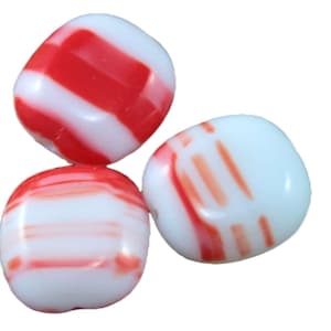 Large Opaque White Red Czech Glass Flat Oval Beads 17mm 4pcs