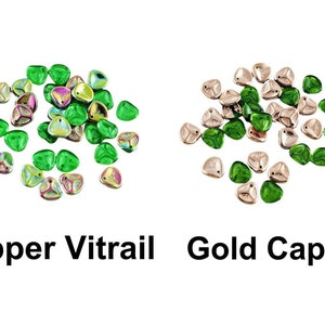 30pcs Chrysolite Green Half Czech Rose Petal Glass Pressed Beads Flower Flat 8mm x 7mm