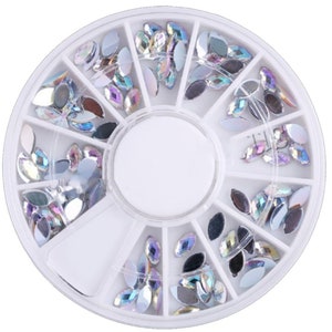 1 Box Crystal Ab Cabochon Flatback Navette Oval Faceted Plastic 3d Nail Rhinestone Art Decoration Diy Resin Jewelry Hobby 3mm x 6mm