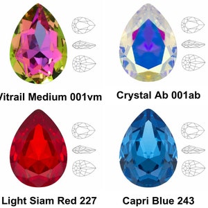 4 pz Izabaro di Cristallo Pera Teardrop Fancy Pietra Cristalli di vetro 4320 Izabaro Chaton sfaccettato strass 14mm x 10mm Izabaro