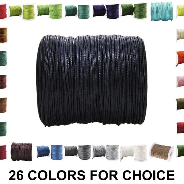 18.3m 60ft 20yrd Waxed Cotton Cord Cotton Decorative Beading String Braided Twisted Rope Shamballa Bracelet Twine 1mm .039in