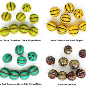 16pcs Opaque Melon Halloween Pumpkin Fruit Czech Glass Beads 8mm