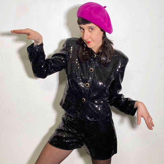 Vintage 80s co-ord set black sequins