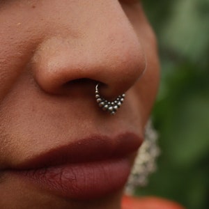 brass / silver septum piercing - V piercing - Nose piercing - Boho Nose Ring - Silver Ring - Gold Plated - Triangle Septum