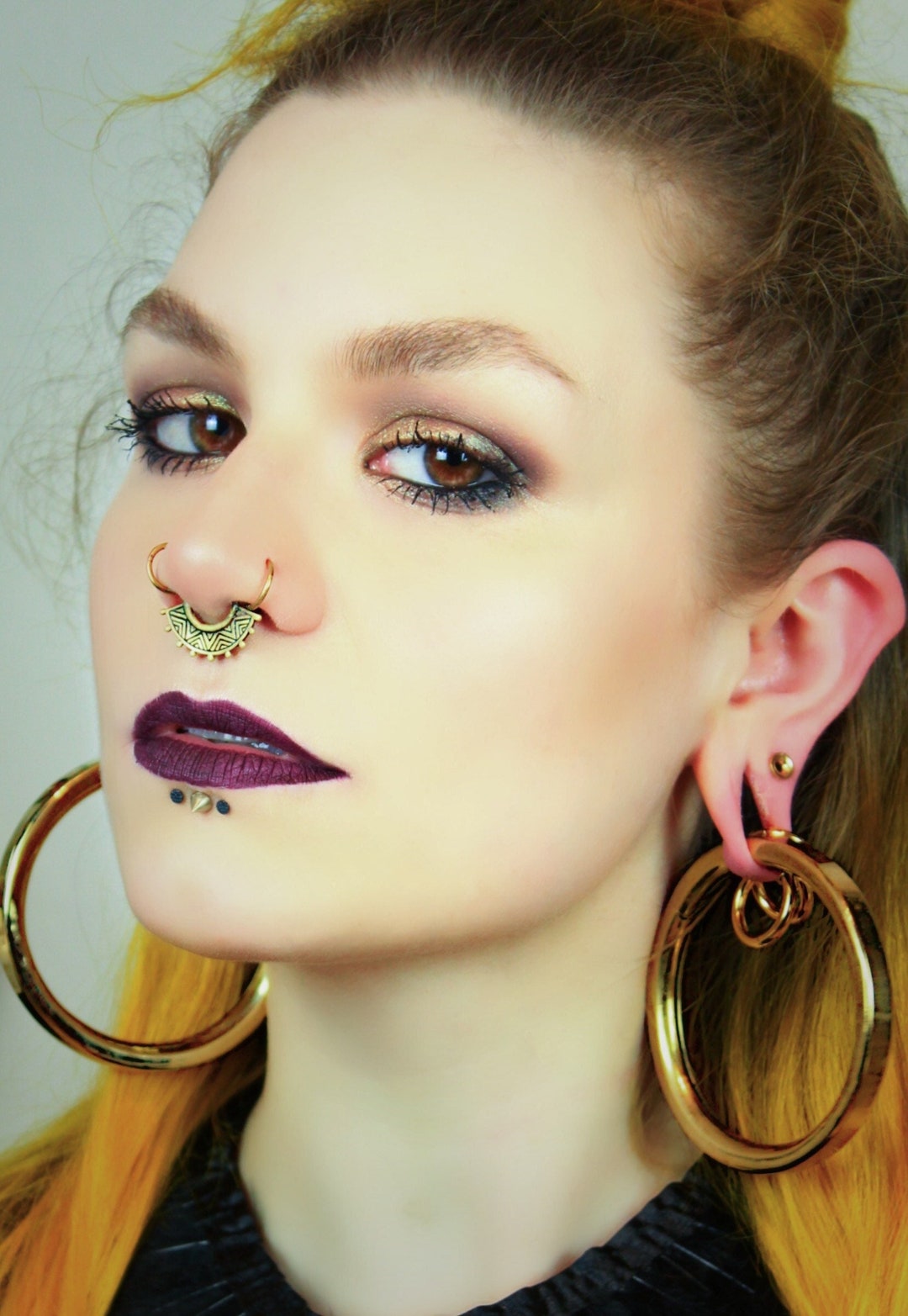 HUGE. Big Ear Weight Ring Ear Weights Brass Ear Weight Earrings Gauge