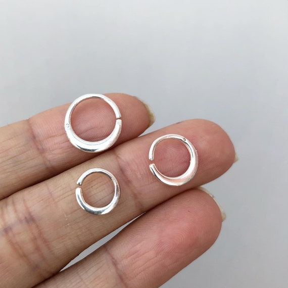 Silver Septum Piercing Minimal Silver Thin Nose Ring Flat Minimal