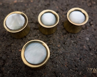 Mother of Pearl Hand crafted tunnel, Gauged Earring, wood tunnel, price x 1, wood plug, plug, drop plug, shell plug, ear plug, ear gauge