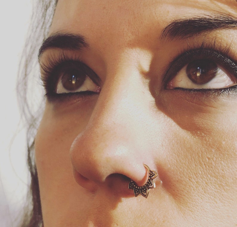Brass Septum Piercing Dots Piercing Nose Piercing Boho Etsy