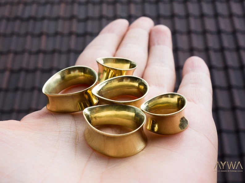 Teardrop Tunnels Brass Hanger Ear Tunnel Gauged Ears Etsy