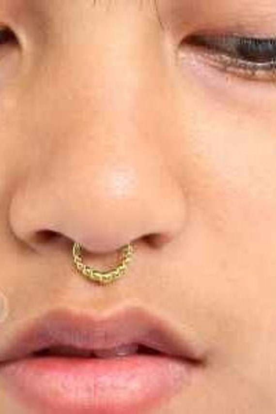 Schoolonderwijs Trekker Post Gold Plated Septum Piercing Nose Ring Small Septum - Etsy
