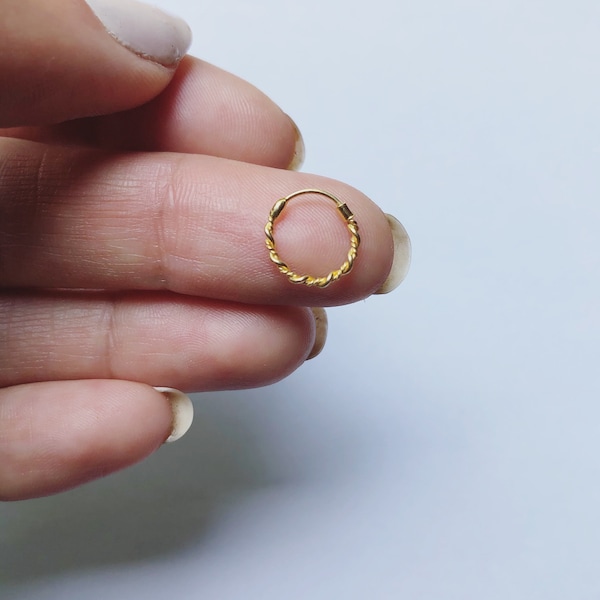 Nose ring - Piercing - Silver gold plated - Nose Piercing - Boho - Ethnic jewelry - Golden Nose Ring