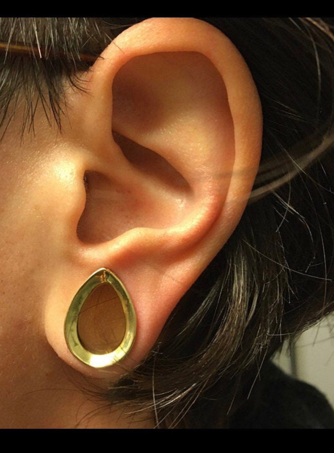 Teardrop Tunnels Brass Hanger Ear Tunnel Gauged Ears Etsy
