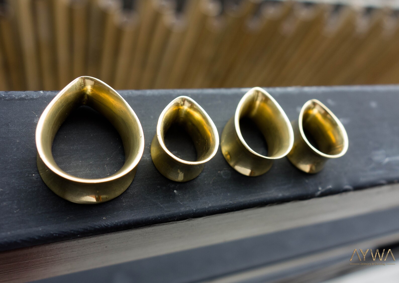 Teardrop Tunnels Brass Hanger Ear Tunnel Gauged Ears Etsy