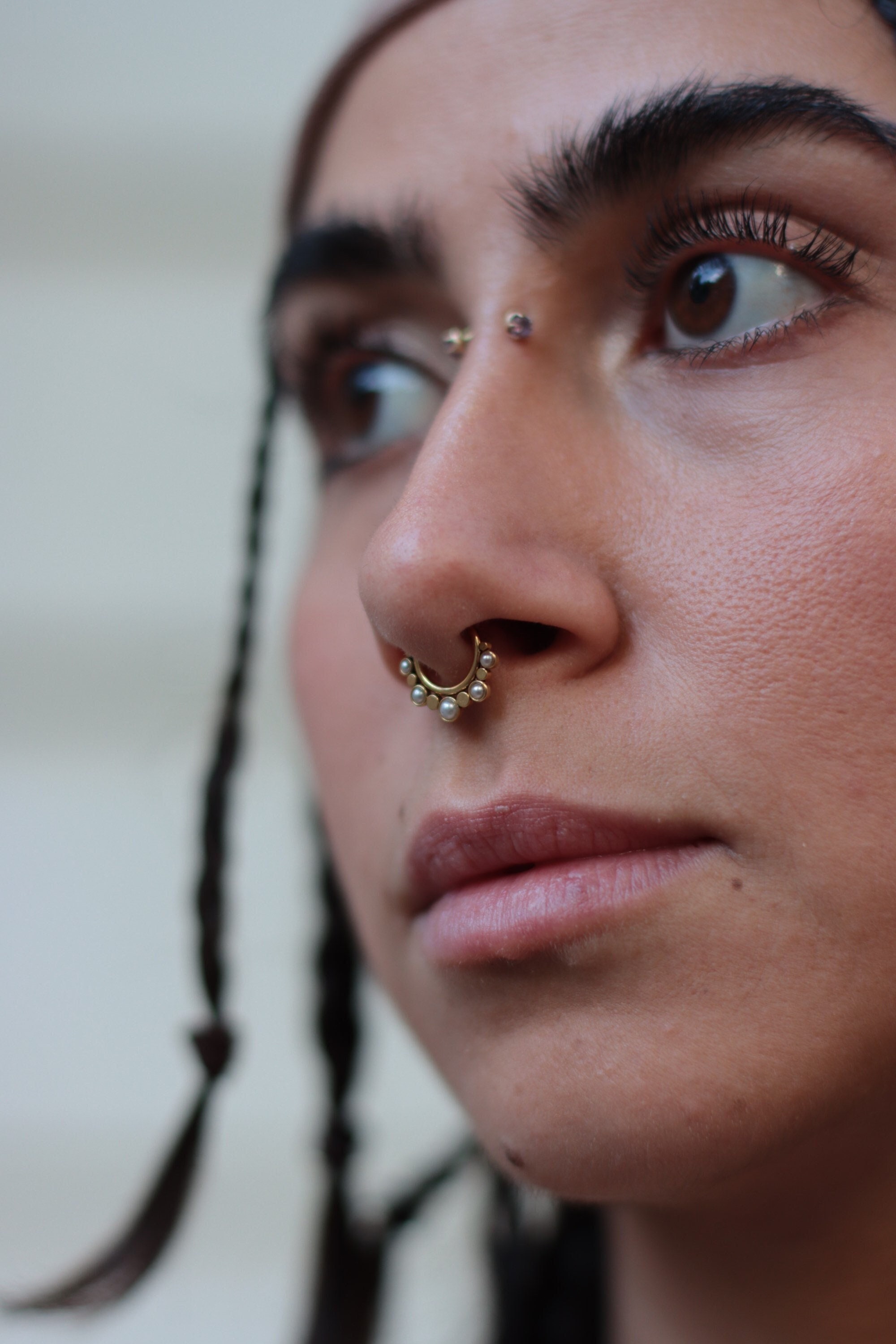 Nose piercing with septum deals
