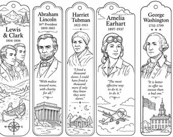 Historical Bookmarks Coloring Sheet