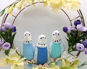 Knitted Budgie Toy with markings.