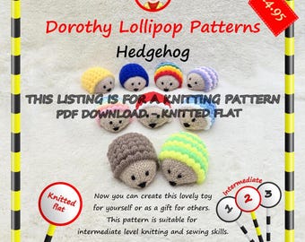 Knitting Pattern for Hedgehog (knitted flat). PDF Download.